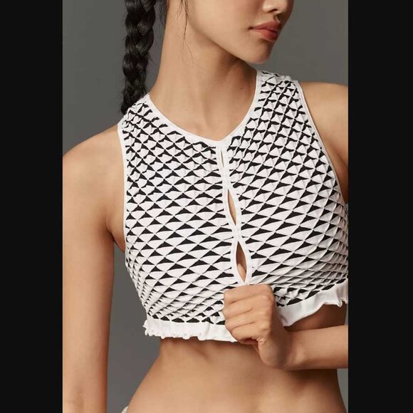 New L/XL By Anthropologie smocked keyhole cropped tank top - Picture 1 of 10